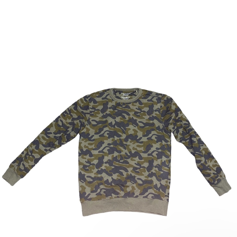 Lucky Brand Cloud Soft Fleece Camo Crew Neck Sweatshirt